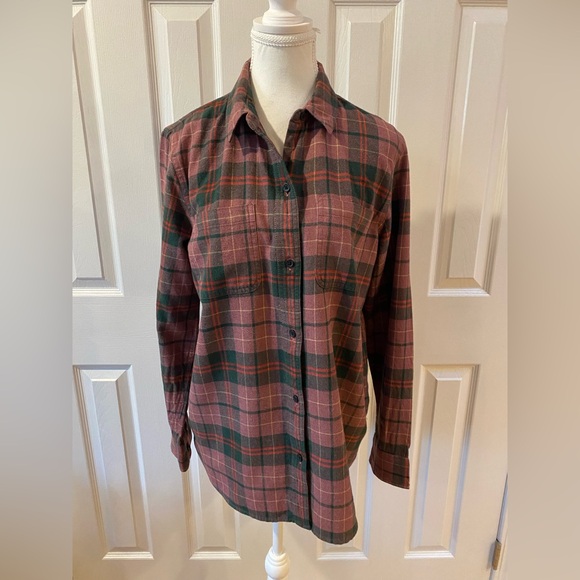 Madewell Burgandy Nona Plaid Flannel Classic Ex-Boyfriend Shirt Size M - Picture 1 of 10